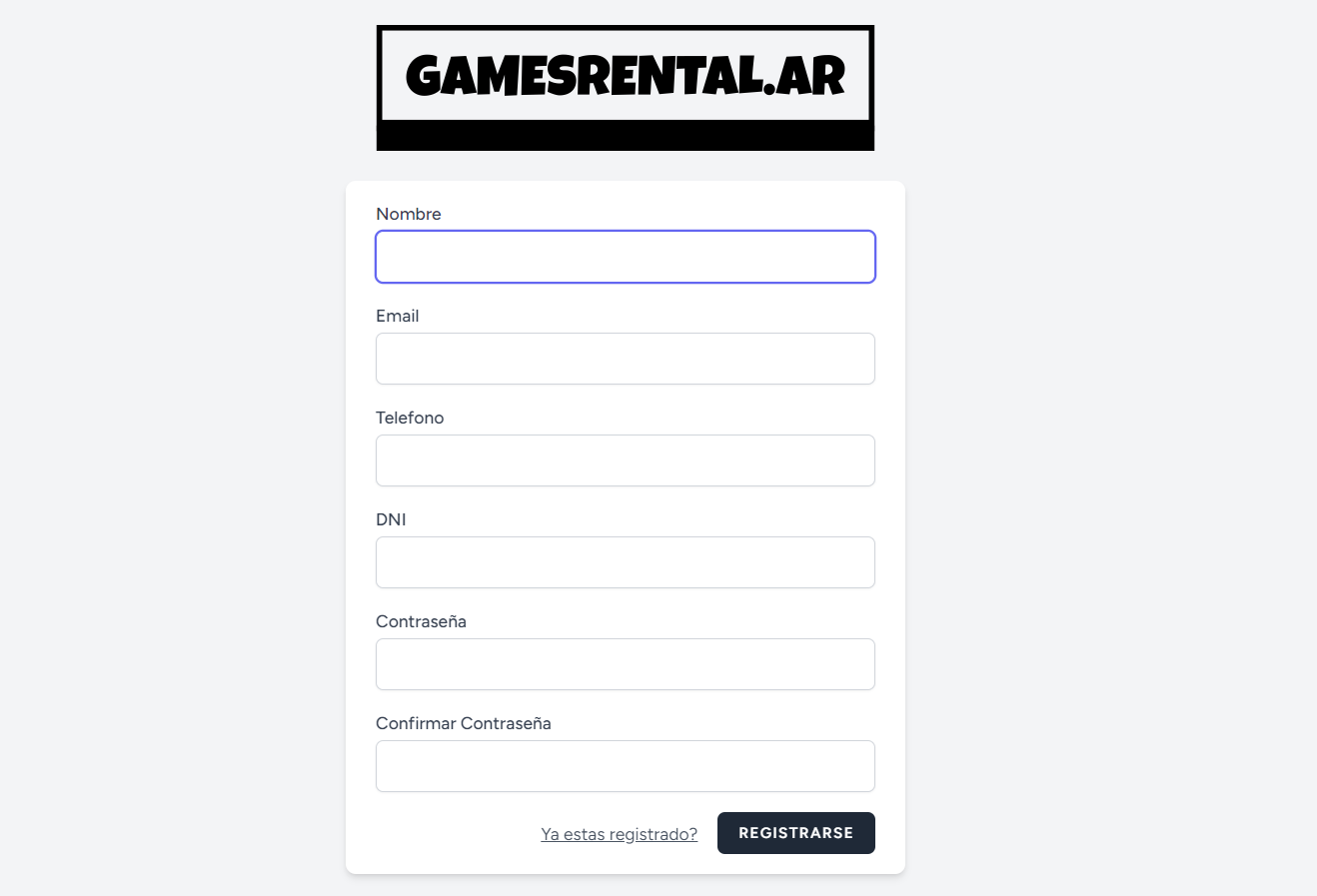 Register screen